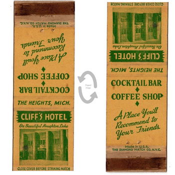 Cliffs Hotel (Heights Inn) - Matchbook (newer photo)